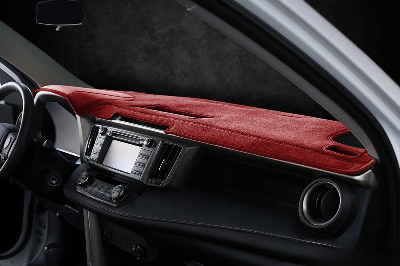 Toyota RAV4 custom dash cover in velour in dark red