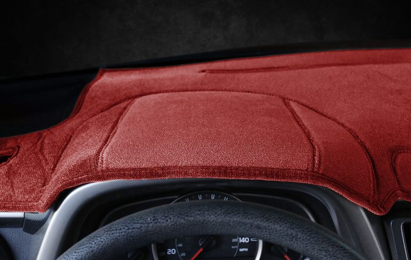 Custom fit RAV4 velour dash cover in dark red