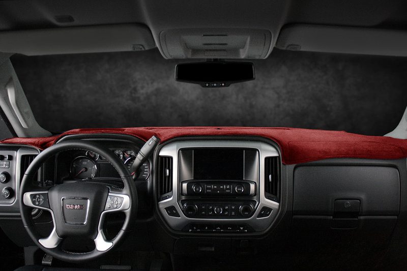 Velour dash cover for GMC Sierra in dark red