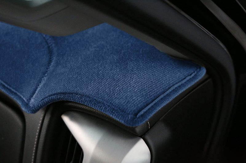 GMC Sierra dash cover edging in velour in dark blue