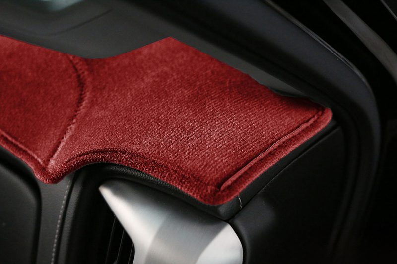 GMC Sierra dash cover edging in velour in dark red