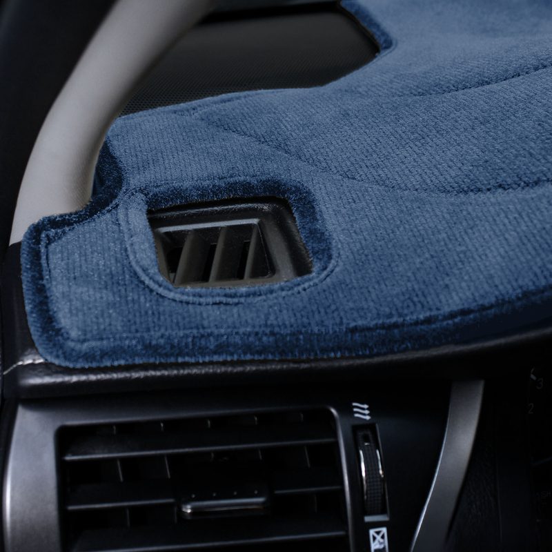 Velour dash cover cutouts in dark blue