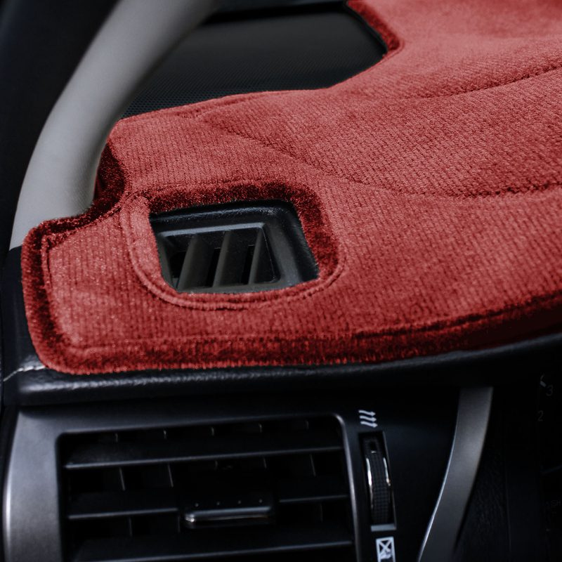 Velour dash cover cutouts in dark red