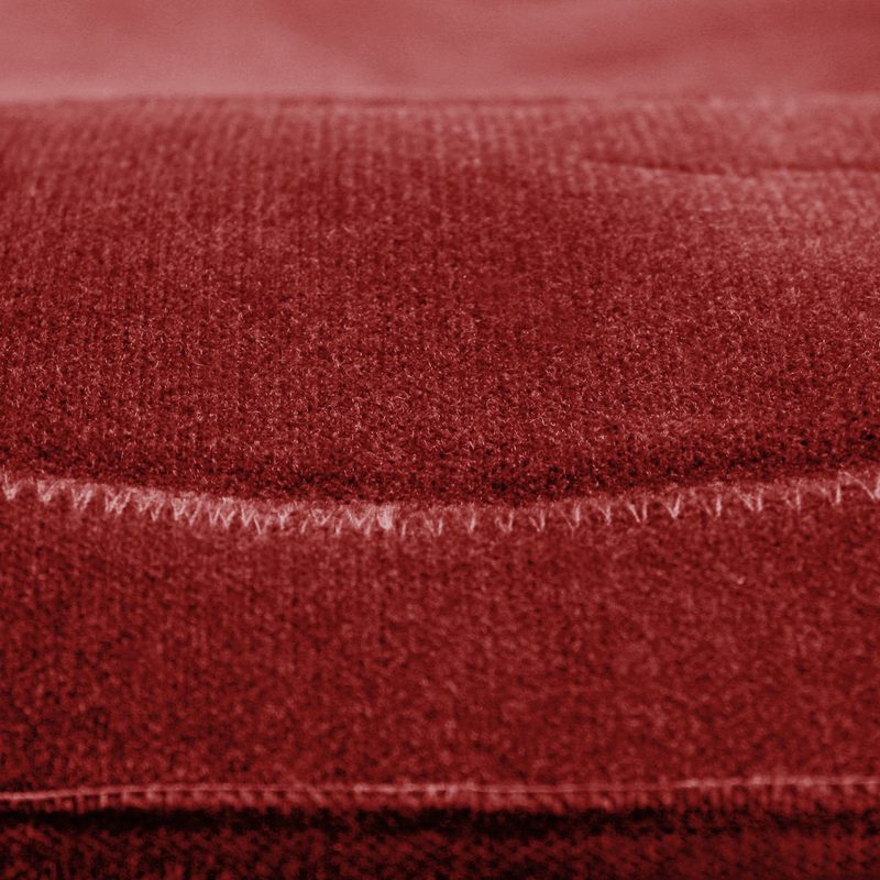 Velour dash cover fabric in dark red