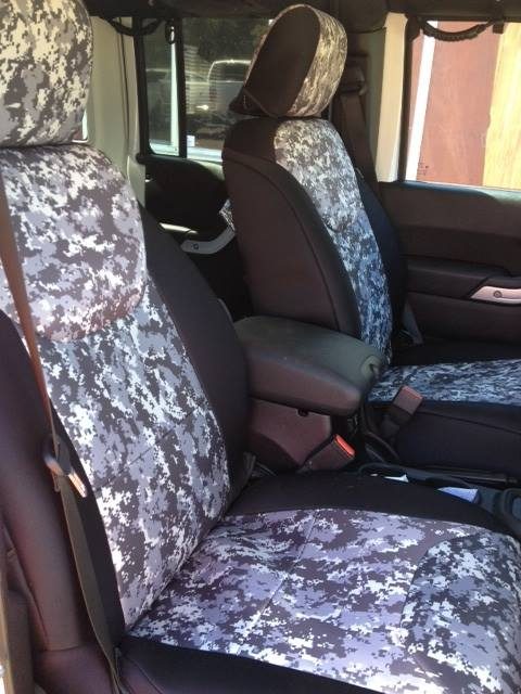Custom seat cover in Digital Camo fabric (customer photo)
