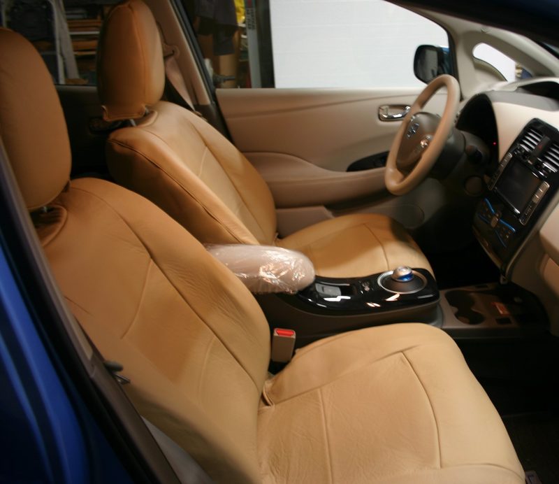 Custom seat cover in Genuine Leather fabric (customer photo)