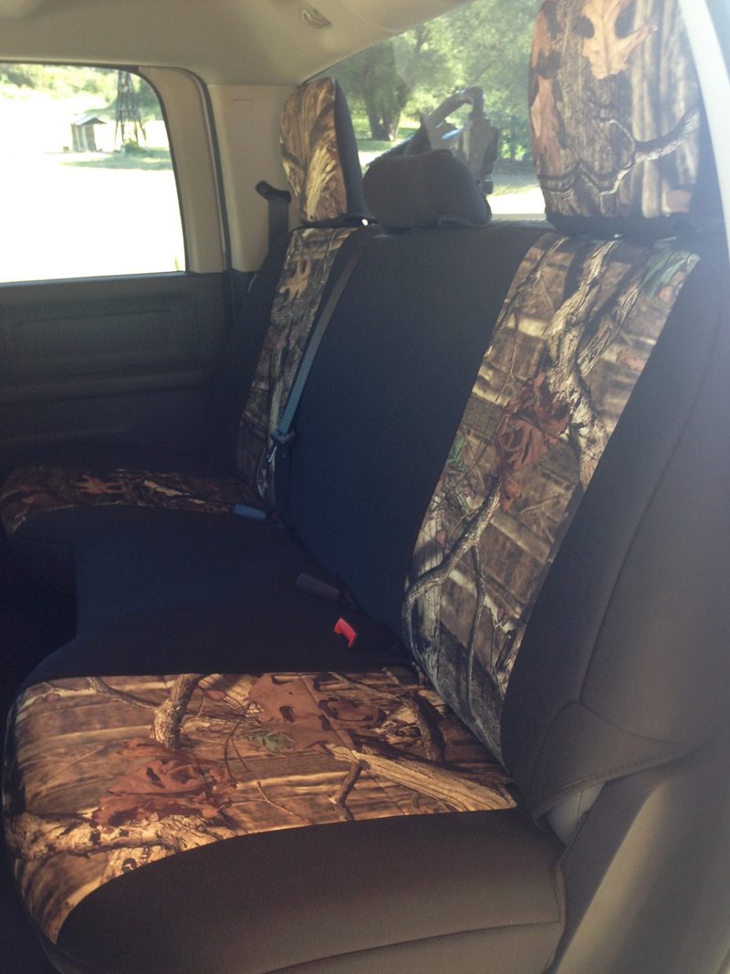Custom seat cover in Mossy Oak Breakup Infinity fabric (customer photo)