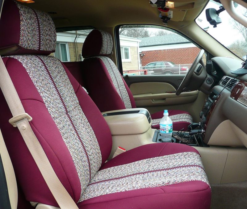 Custom seat cover in Saddleblanket fabric (customer photo)