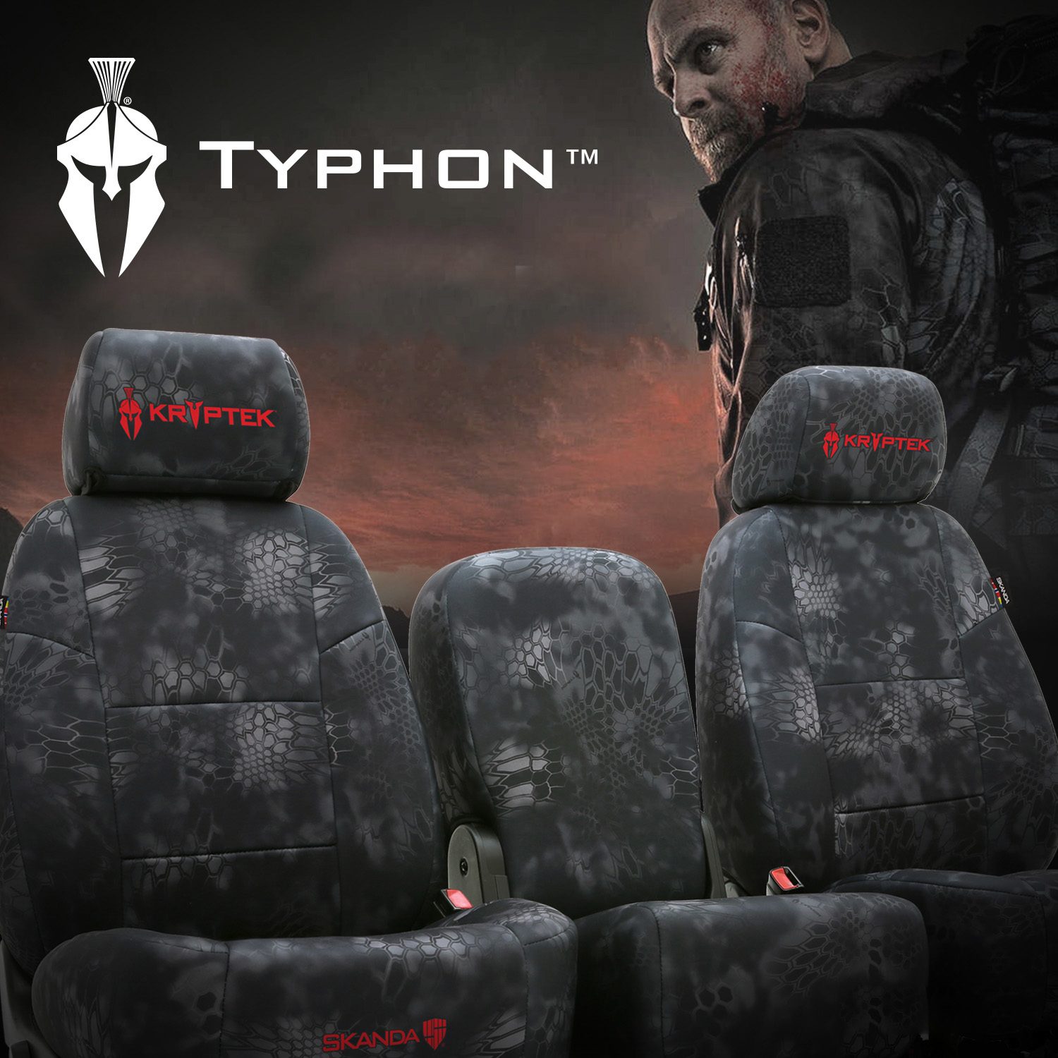 Custom seat covers in Kryptek Typhon