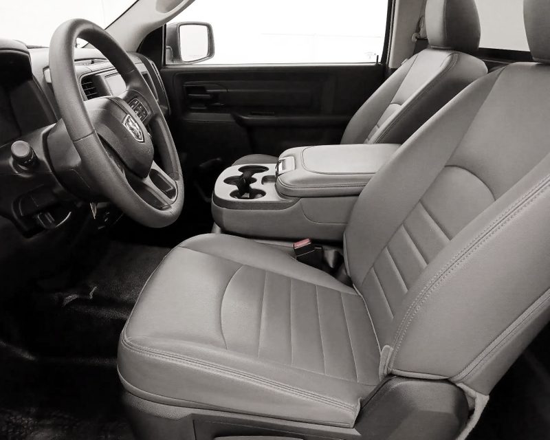 Ram 1500 Classic front 40/20/40 seats. Ram Classic is based on 2013-2018 Rams and the folding console has 3 cupholders